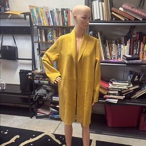 Zara Mustard Yellow Faux Long Jacket 🧥 Oversized Fit and Minimalist Design